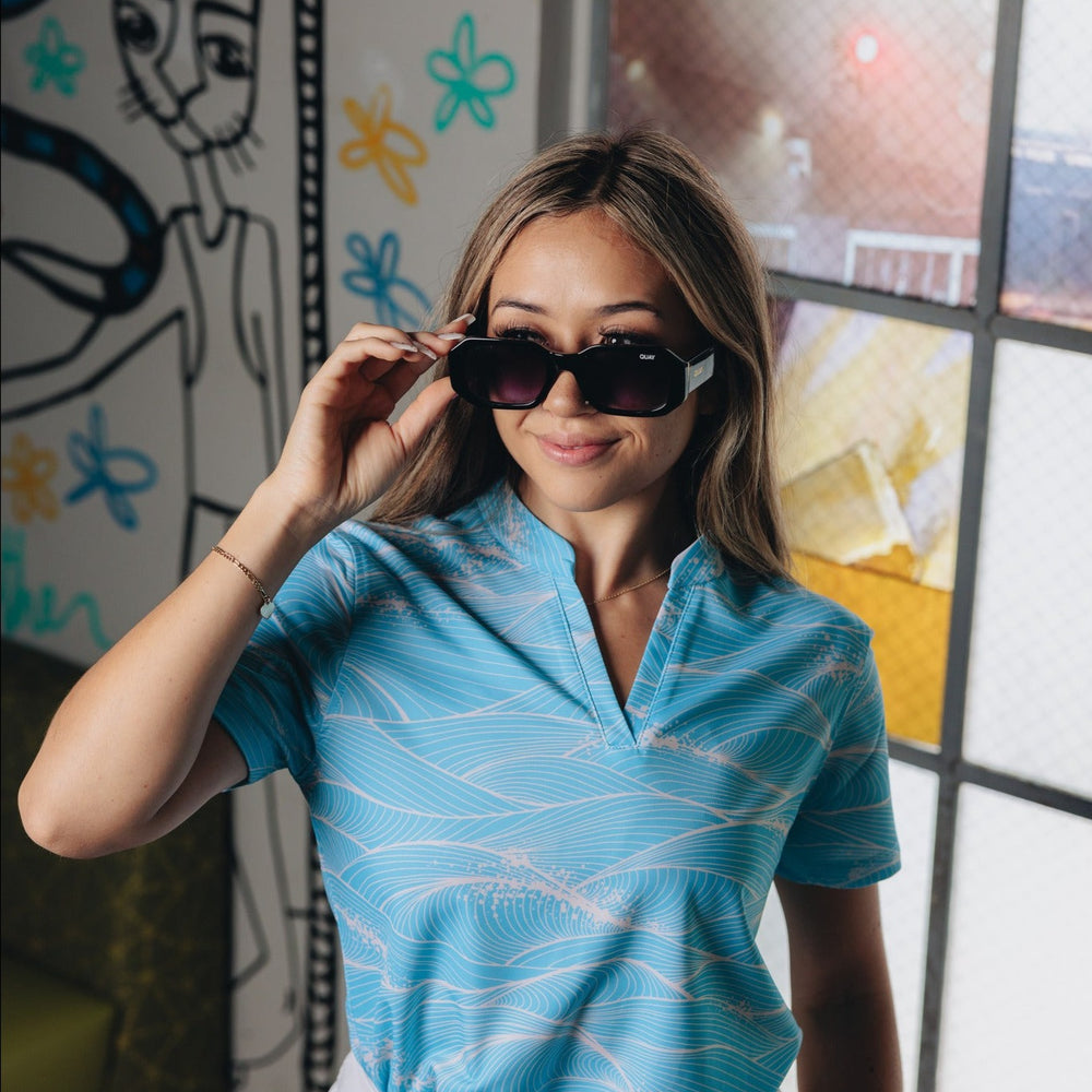 
                      
                        "Fluid" Aqua Foam - OGA Women's Polo - Aquamarine / Sea Foam White
                      
                    