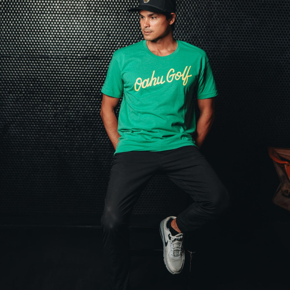 
                      
                        "OG Script" - OGA Unisex Graphic Tee - Kelly Green Heather
                      
                    