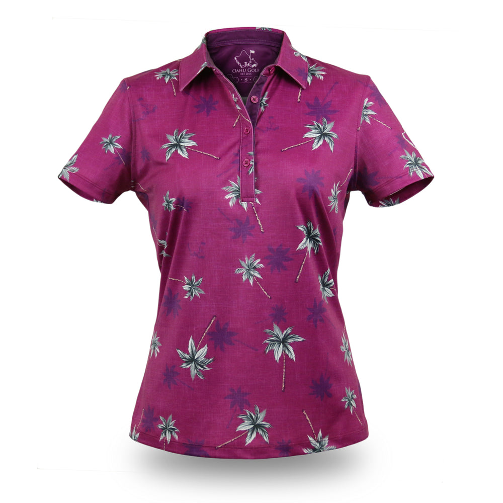 "Berry Coconut Grove" - OGA Women's Polo - Purple Lilikoi