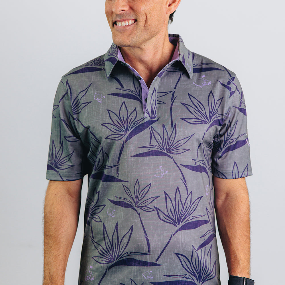 
                      
                        "Birdies of Paradise" Graphite Ube - OGA Men's Polo - Graphite Gray / Ube Purple
                      
                    