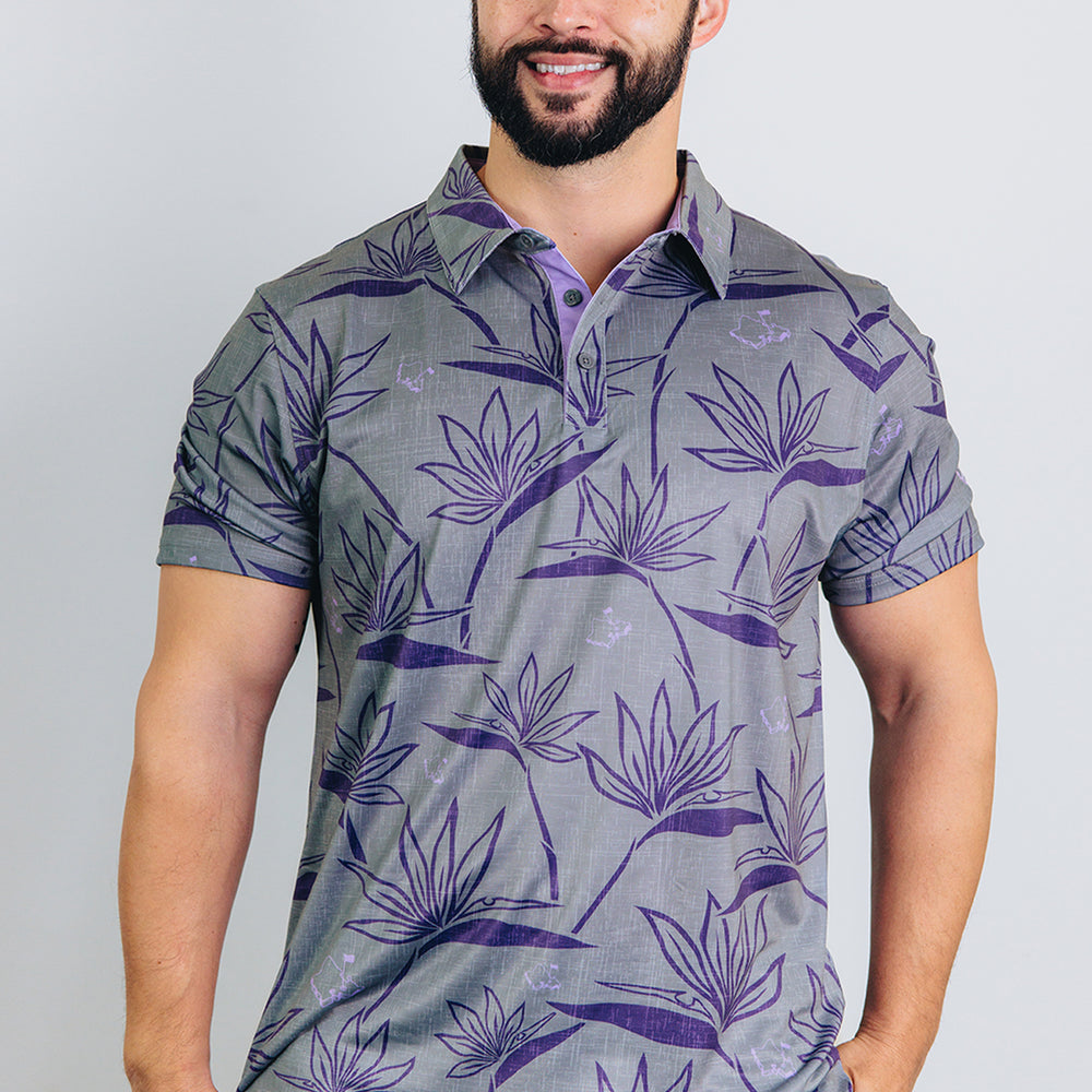 
                      
                        "Birdies of Paradise" Graphite Ube - OGA Men's Polo - Graphite Gray / Ube Purple
                      
                    