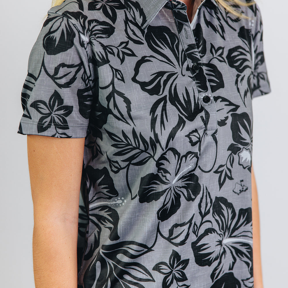 
                      
                        "Bloom" Black Smoke - OGA Women's Polo - Black Obsidian / Gray Smoke
                      
                    