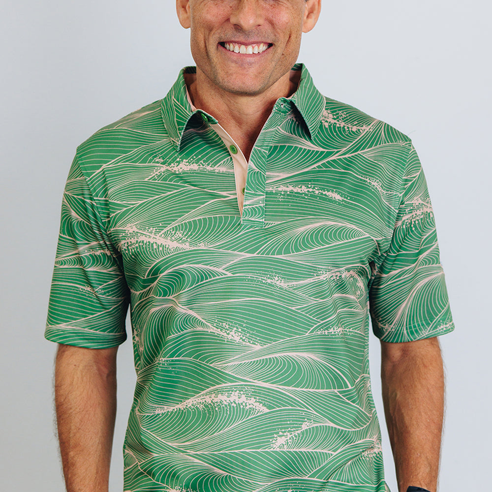 "Fluid" Fern Honey - OGA Men's Polo - Fern Green / Pale Honey