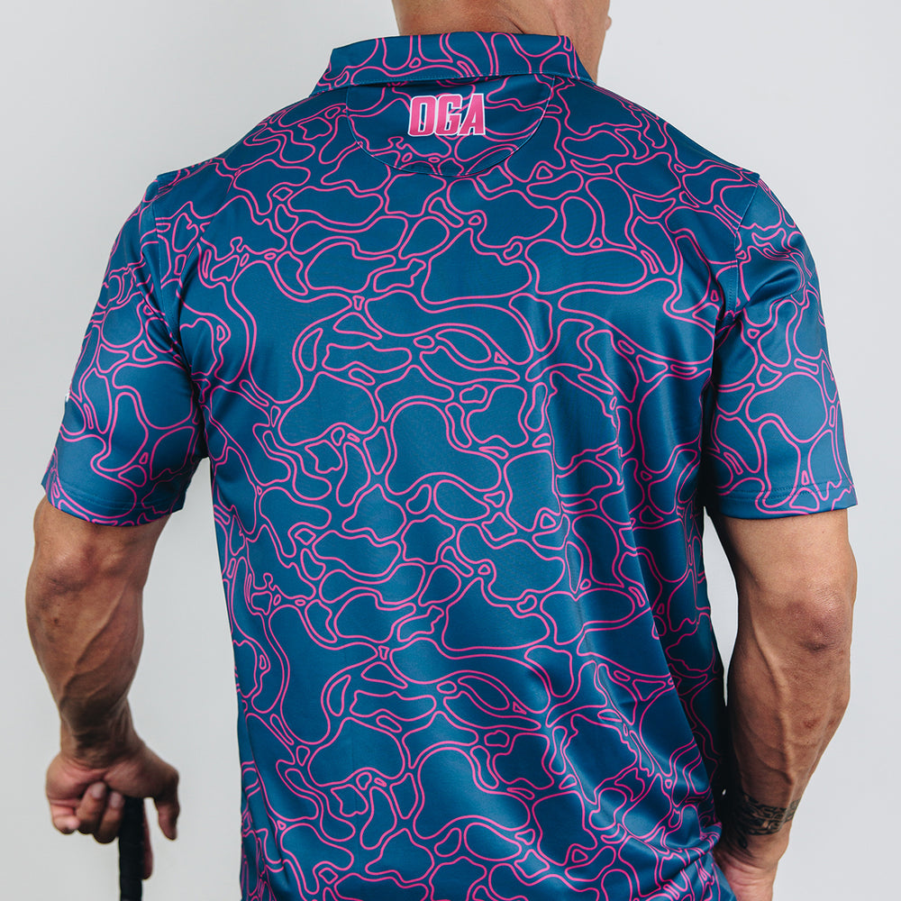 
                      
                        "Island Coral" Contrast - OGA Men's Polo - Deep Blue / Magenta
                      
                    