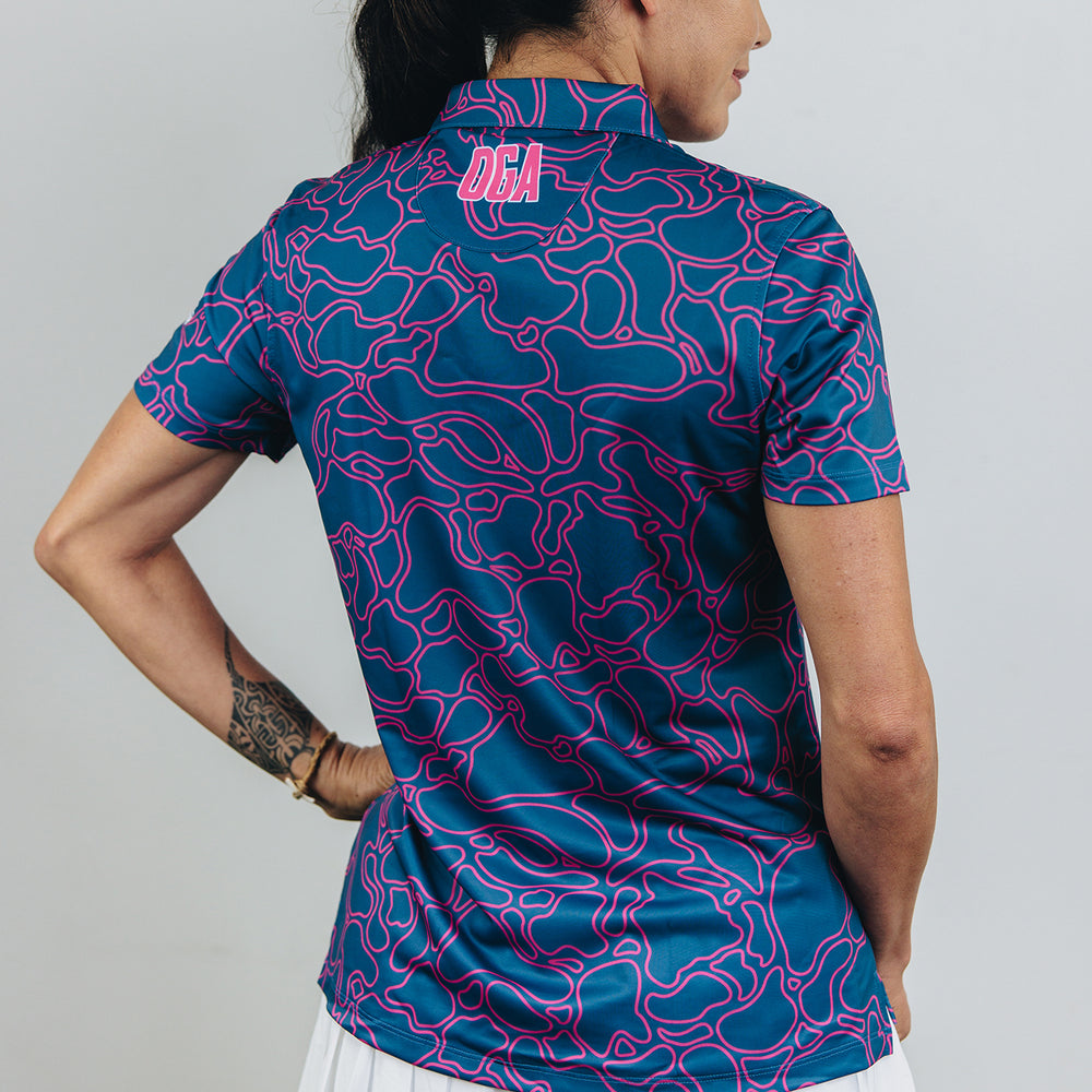 
                      
                        "Island Coral" Contrast - OGA Women's Polo - Deep Blue / Magenta
                      
                    