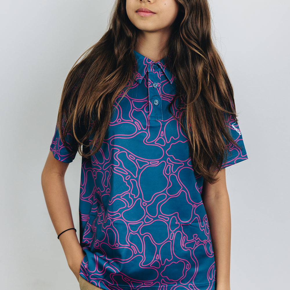 
                      
                        "Island Coral" Contrast - OGA Youth Polo - Deep Blue / Magenta
                      
                    