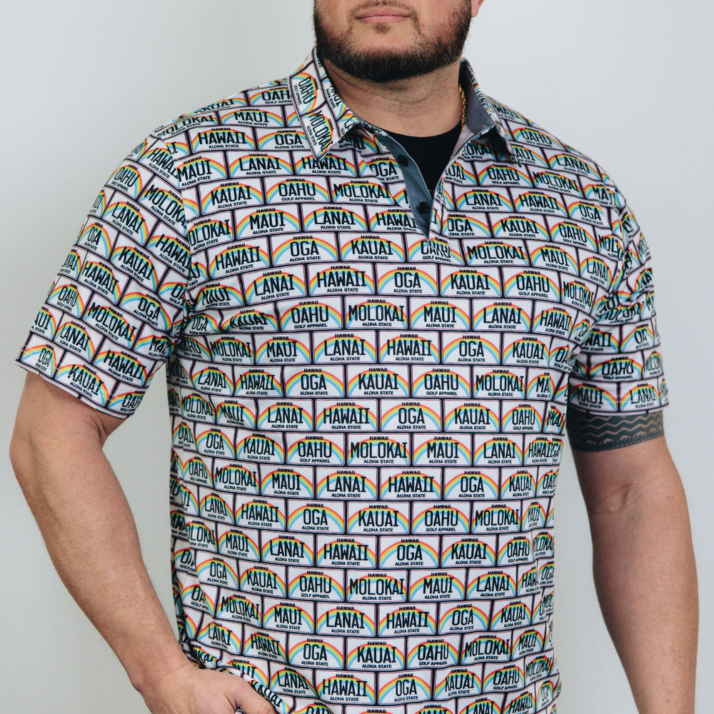 "License Plate" Decade - OGA Men's Polo - Multi