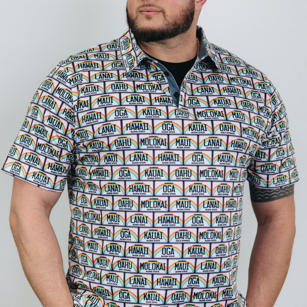 "License Plate" Decade - OGA Men's Polo - Multi