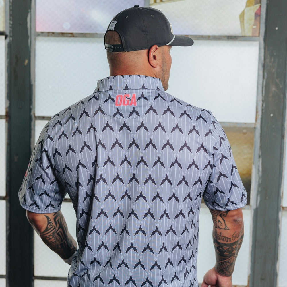 
                      
                        "Shark Skin" Steel Gray - OGA Men's Polo - Steel Gray / Coral Pop
                      
                    