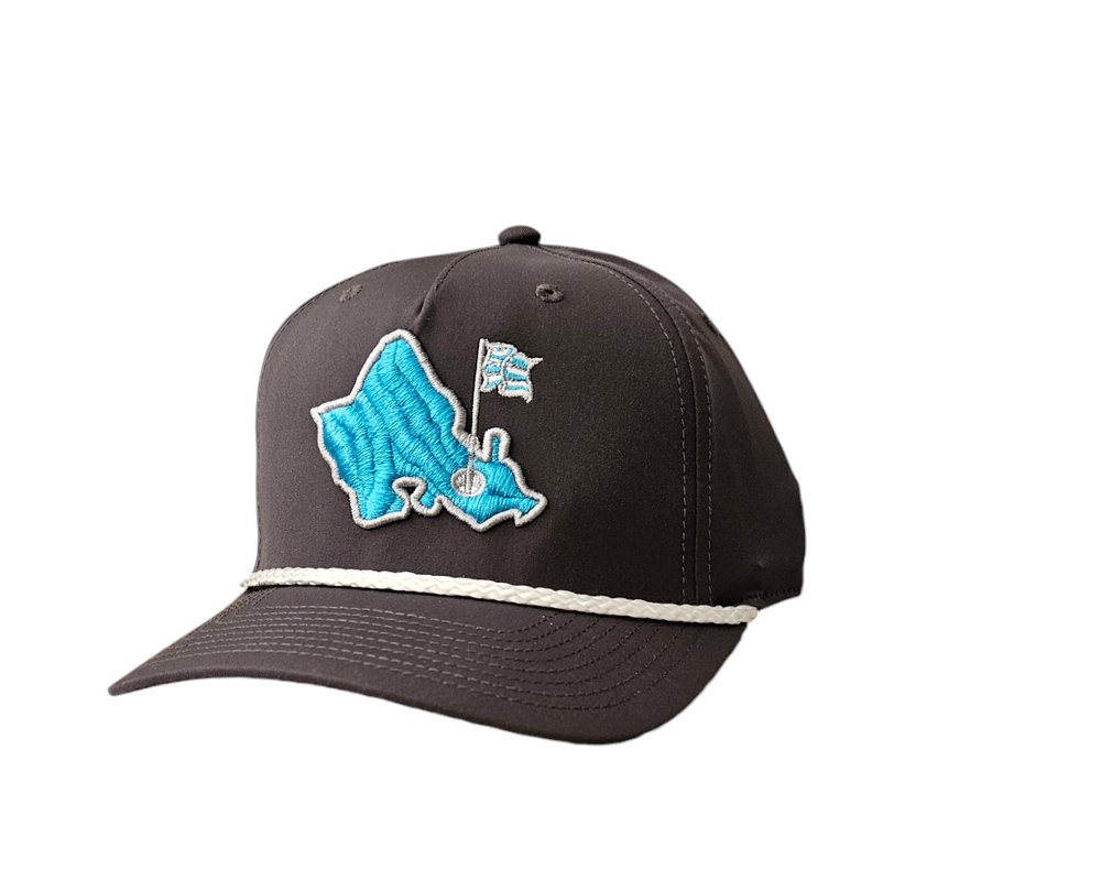 
                      
                        "OGA Mauka Island 5 Panel" - 5 Panel Rope Snapback - Charcoal - Aqua Logo
                      
                    