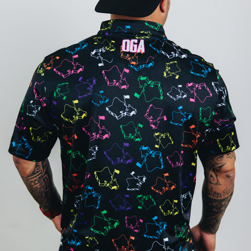 "Scattered Logo" Flavors - OGA Men's Polo - Multi / Black