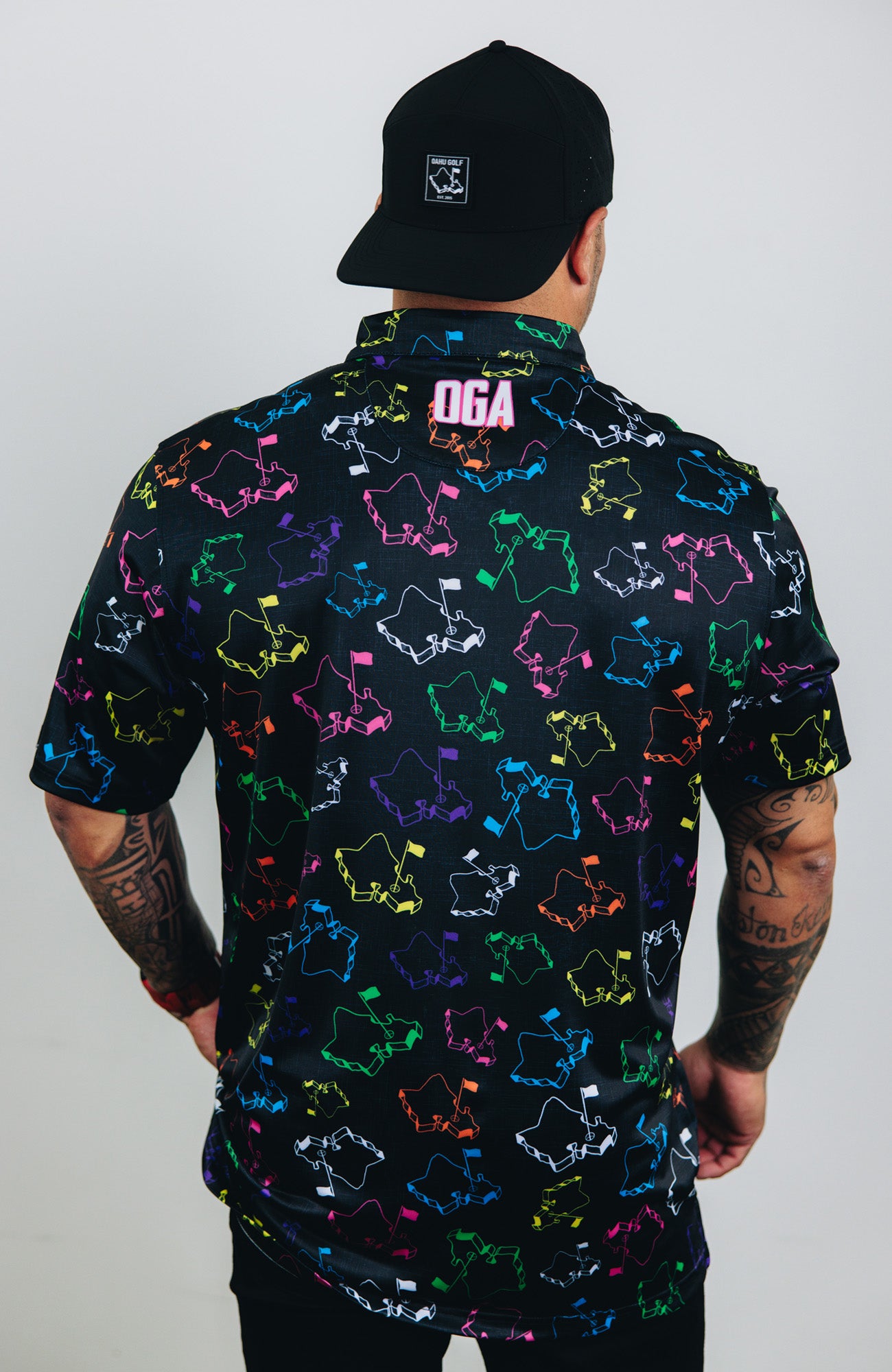 "Scattered Logo" Flavors - OGA Men's Polo - Multi / Black