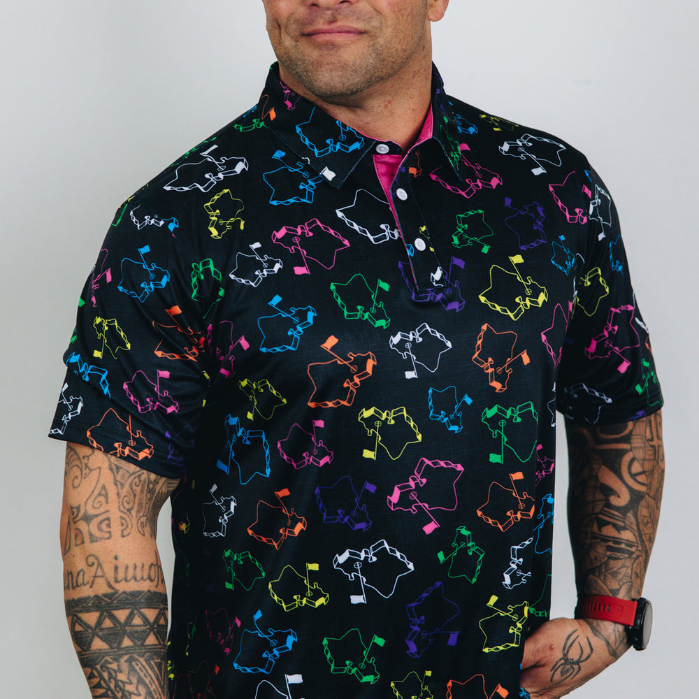 "Scattered Logo" Flavors - OGA Men's Polo - Multi / Black