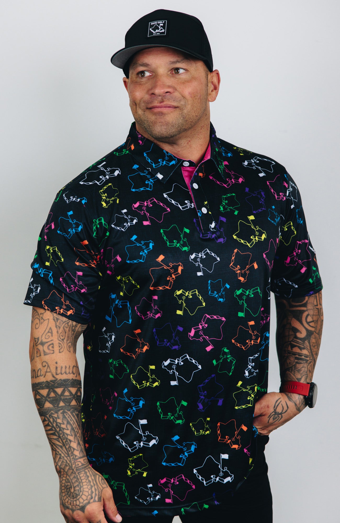 "Scattered Logo" Flavors - OGA Men's Polo - Multi / Black