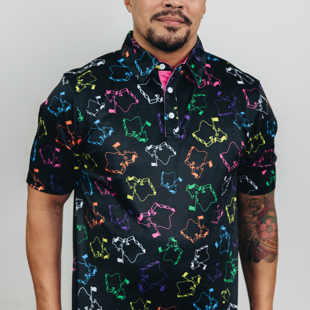 
                      
                        "Scattered Logo" Flavors - OGA Men's Polo - Multi / Black
                      
                    