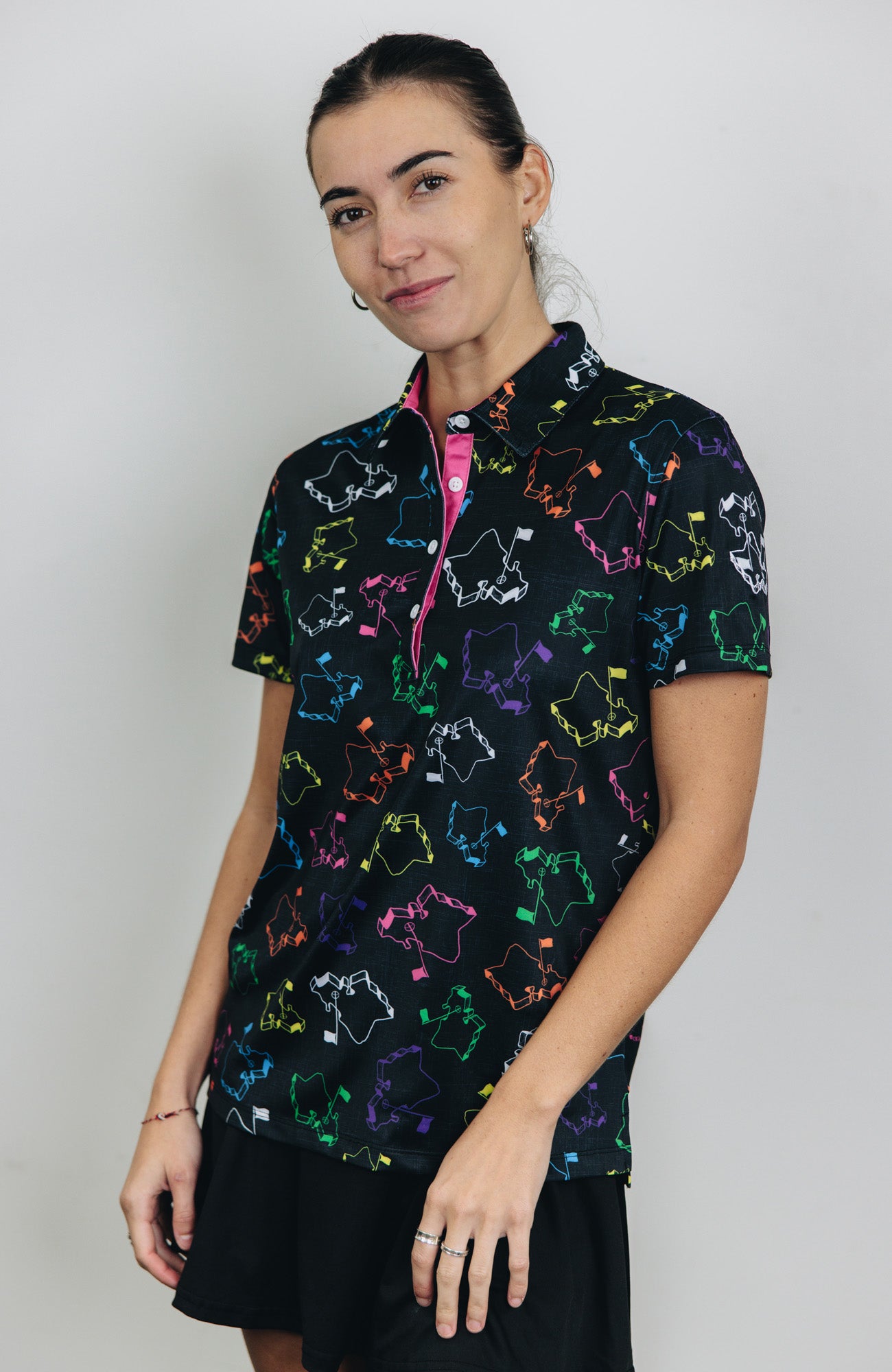 "Scattered Logo" Flavors - OGA Women's Polo - Multi / Black