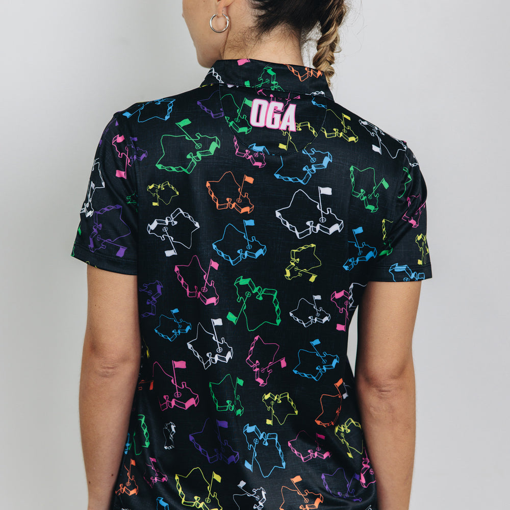 "Scattered Logo" Flavors - OGA Women's Polo - Multi / Black