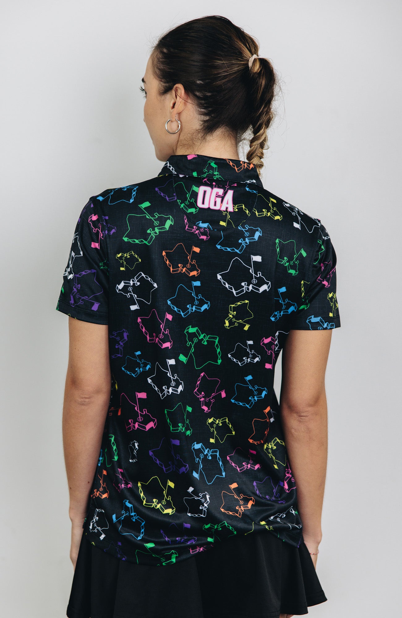 "Scattered Logo" Flavors - OGA Women's Polo - Multi / Black