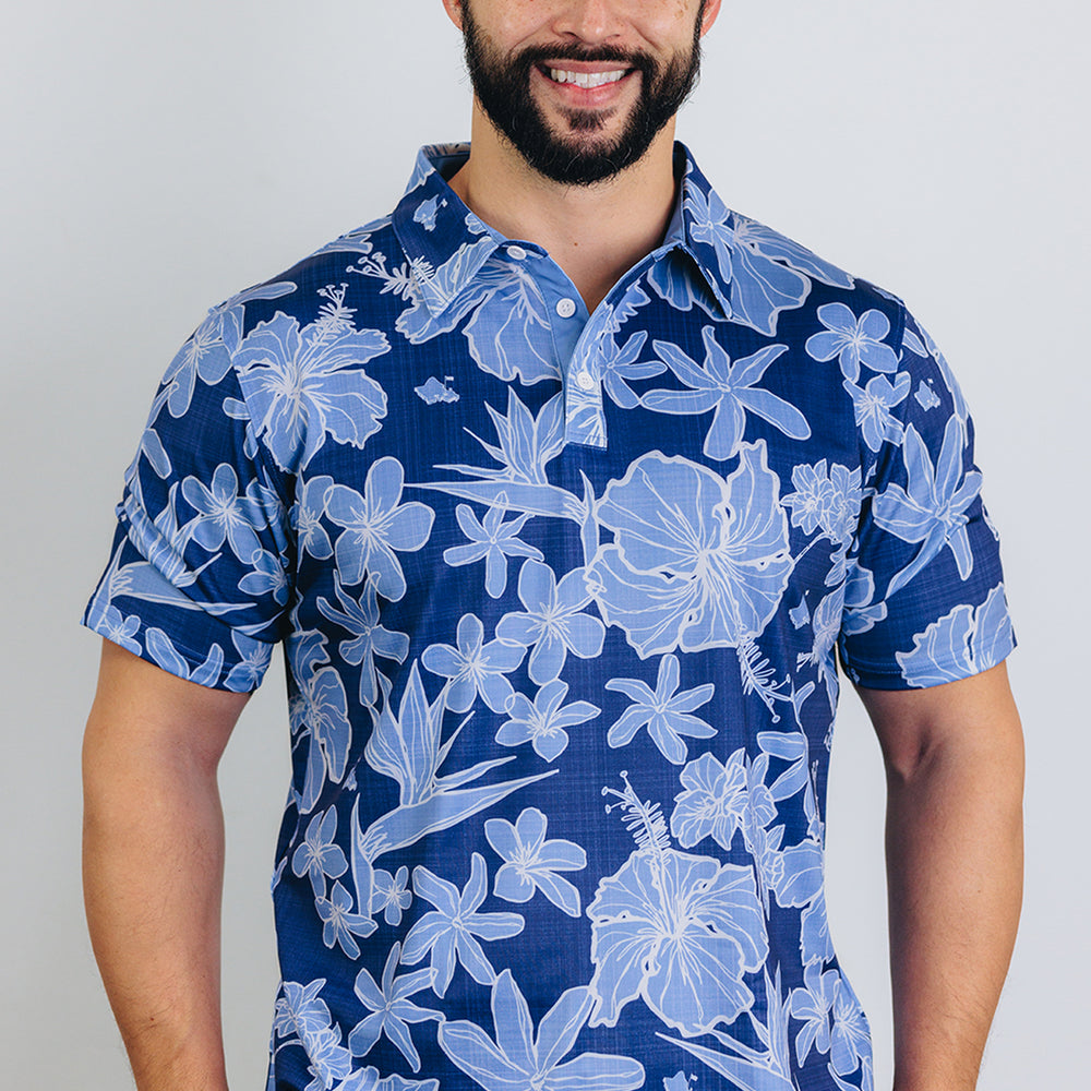 
                      
                        "Sketchy Floral" Deep Sea - OGA Men's Polo - Deep Blue
                      
                    