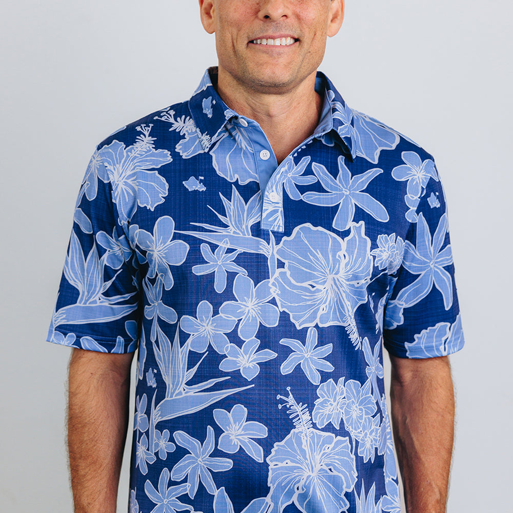 
                      
                        "Sketchy Floral" Deep Sea - OGA Men's Polo - Deep Blue
                      
                    