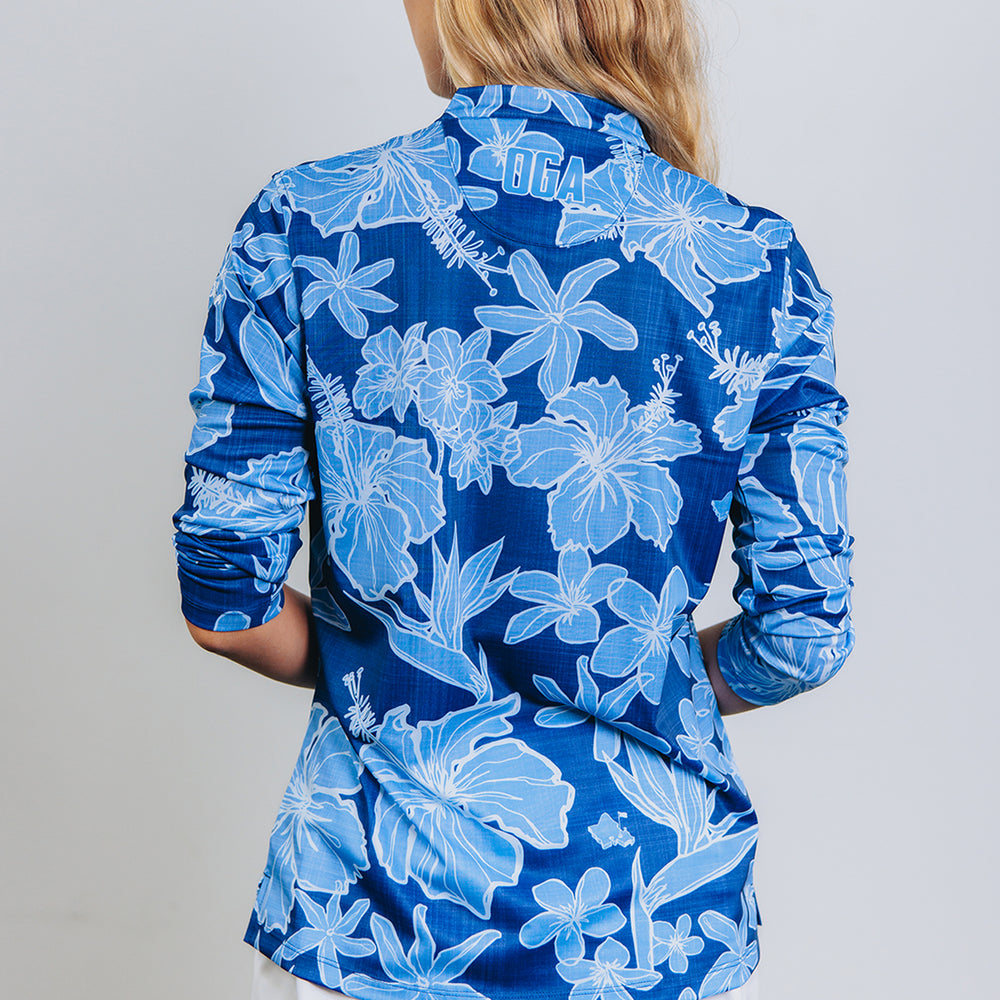 
                      
                        "Sketchy Floral" Deep Sea - OGA Women's Long Sleeve Polo - Deep Blue
                      
                    