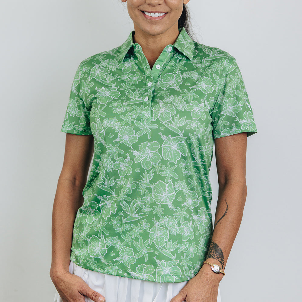 "Small Kine Sketchy" Avocado - OGA Women's Polo - Avocado Green