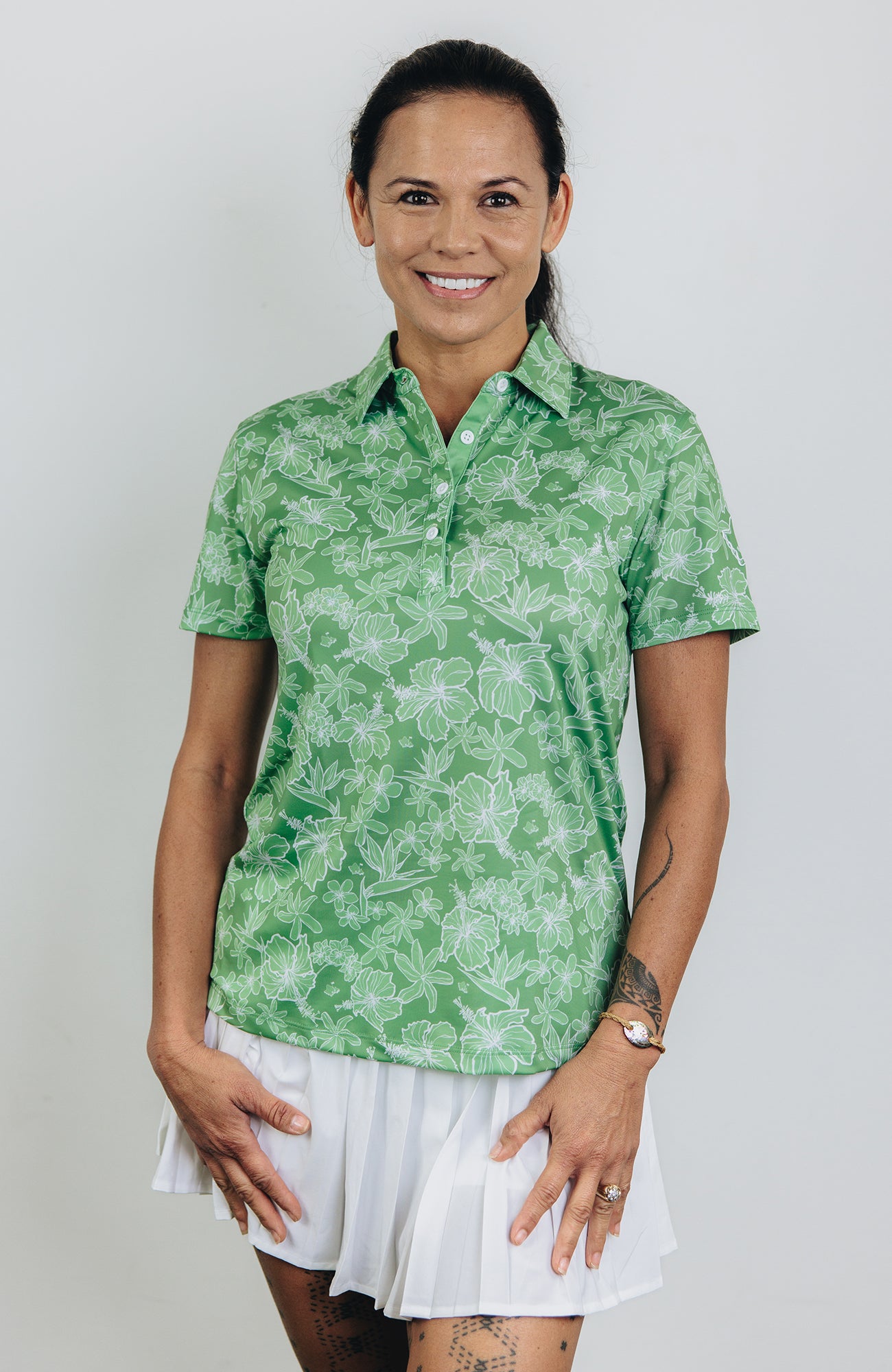 "Small Kine Sketchy" Avocado - OGA Women's Polo - Avocado Green