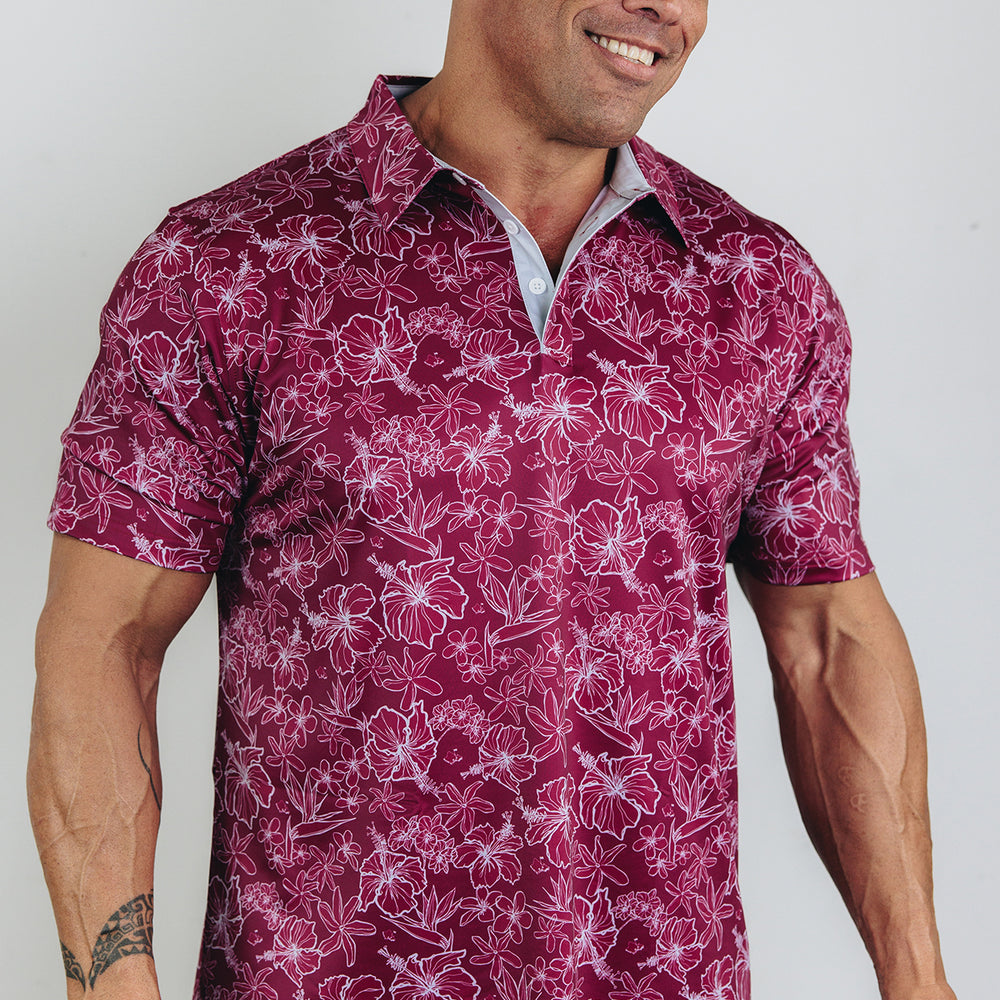 "Small Kine Sketchy" Maroon - OGA Men's Polo - Maroon