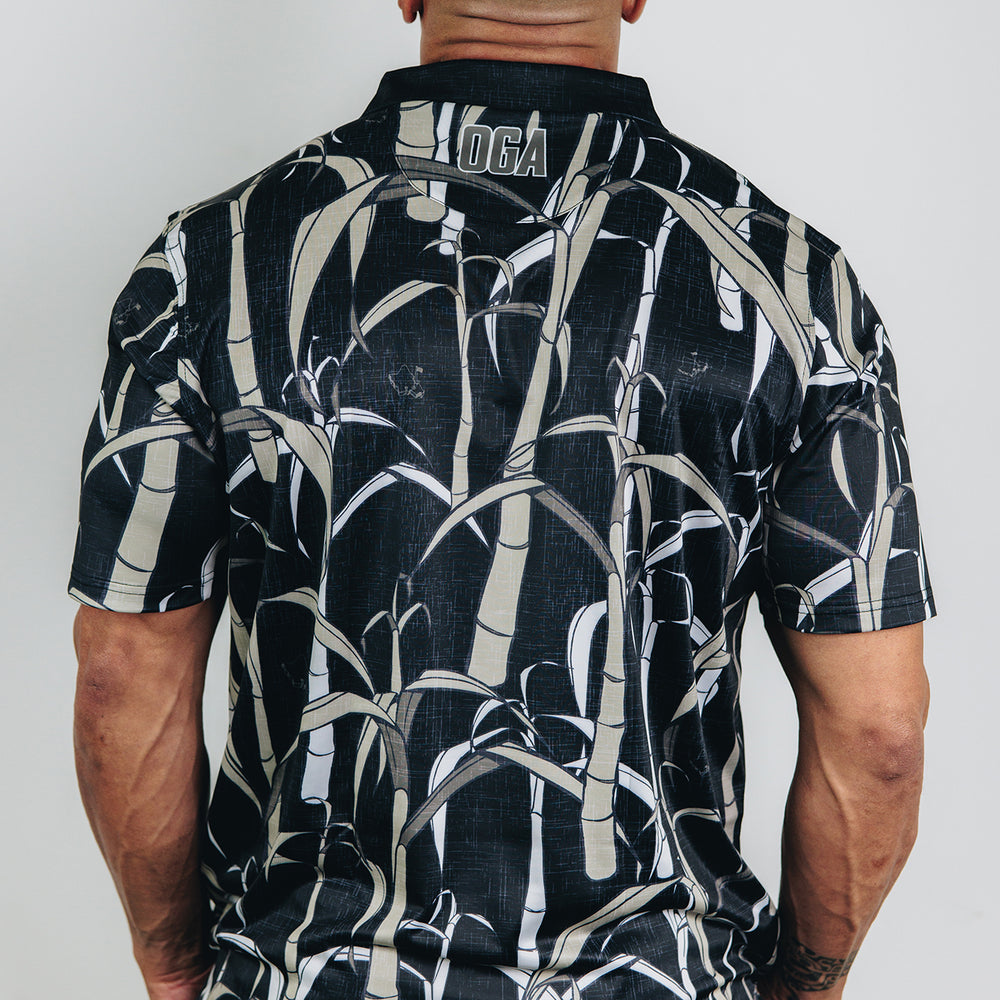 
                      
                        "Sugar Cane" Black n Tan - OGA Men's Polo - Obsidian Black / Tan
                      
                    