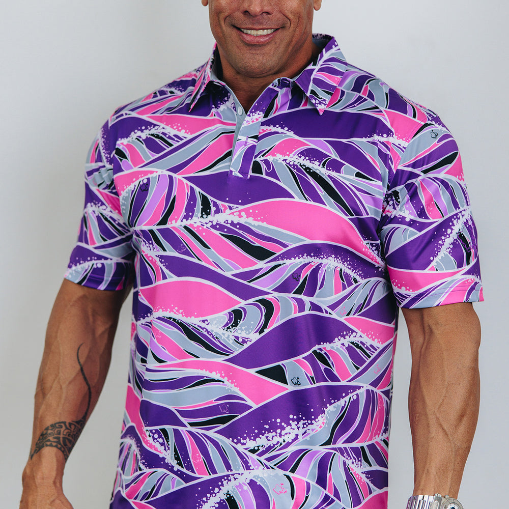 
                      
                        "Swell" Violet Orchid - OGA Men's Polo - Hot Pink / Ube Purple
                      
                    