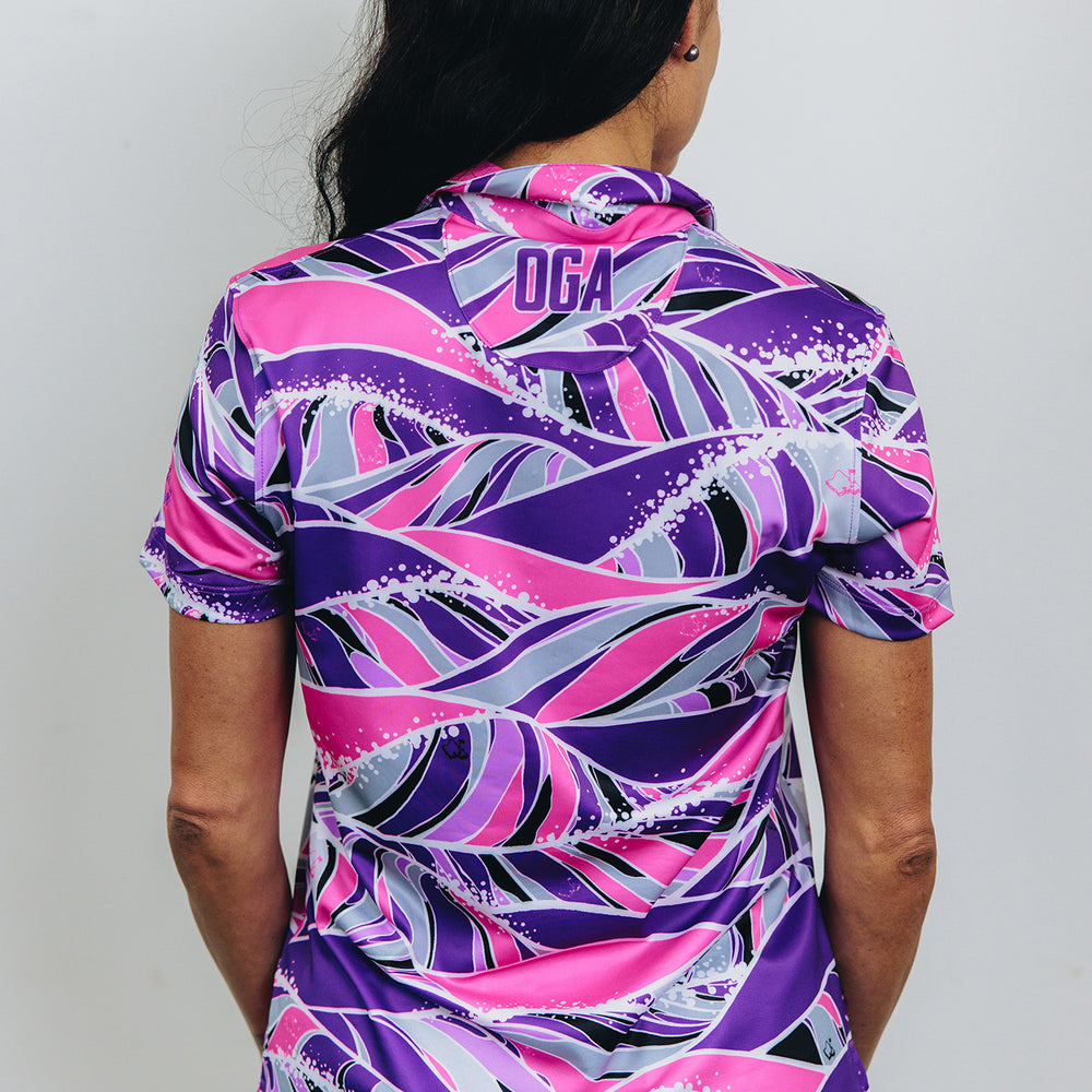 "Swell" Violet Orchid - OGA Women's Polo - Hot Pink / Ube Purple