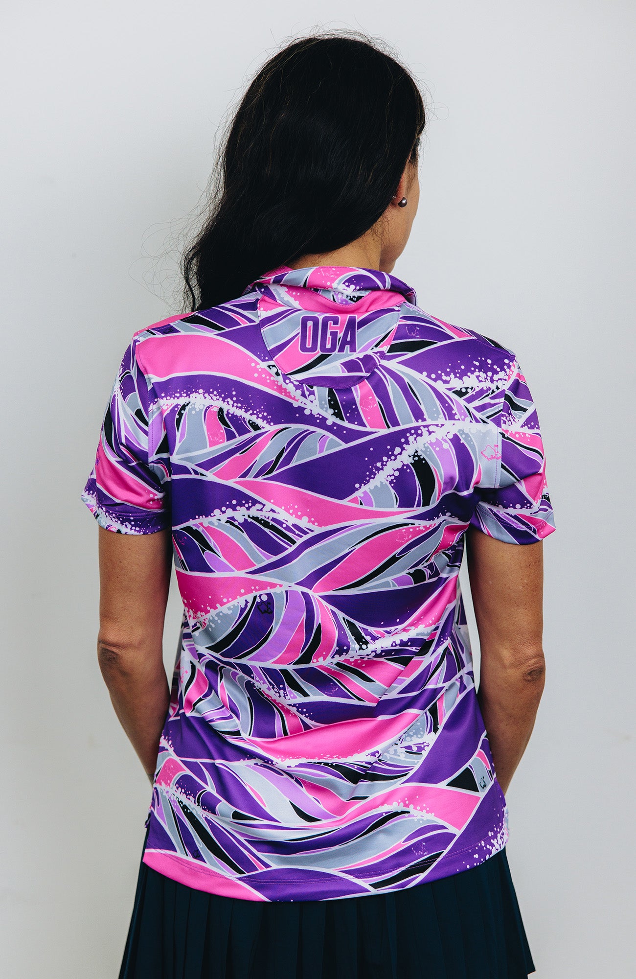 "Swell" Violet Orchid - OGA Women's Polo - Hot Pink / Ube Purple