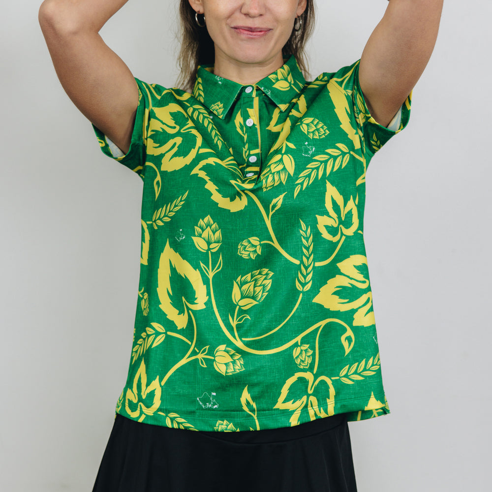 "Wasters 4.0" Local Hops - OGA Women's Polo - Green / Gold