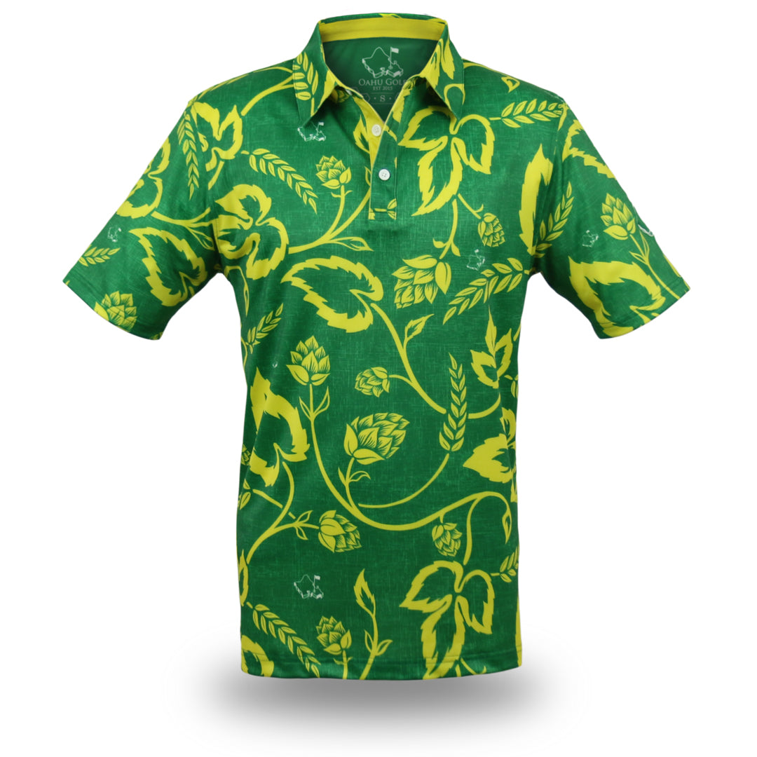 "Wasters 4.0" Local Hops - OGA Men's Polo - Green / Gold