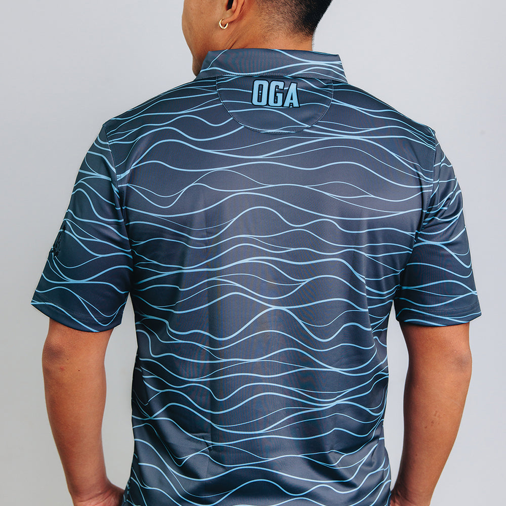 
                      
                        "Wavy" Tiger Shark Gray - OGA Men's Polo - Shark Gray / Sky Blue
                      
                    