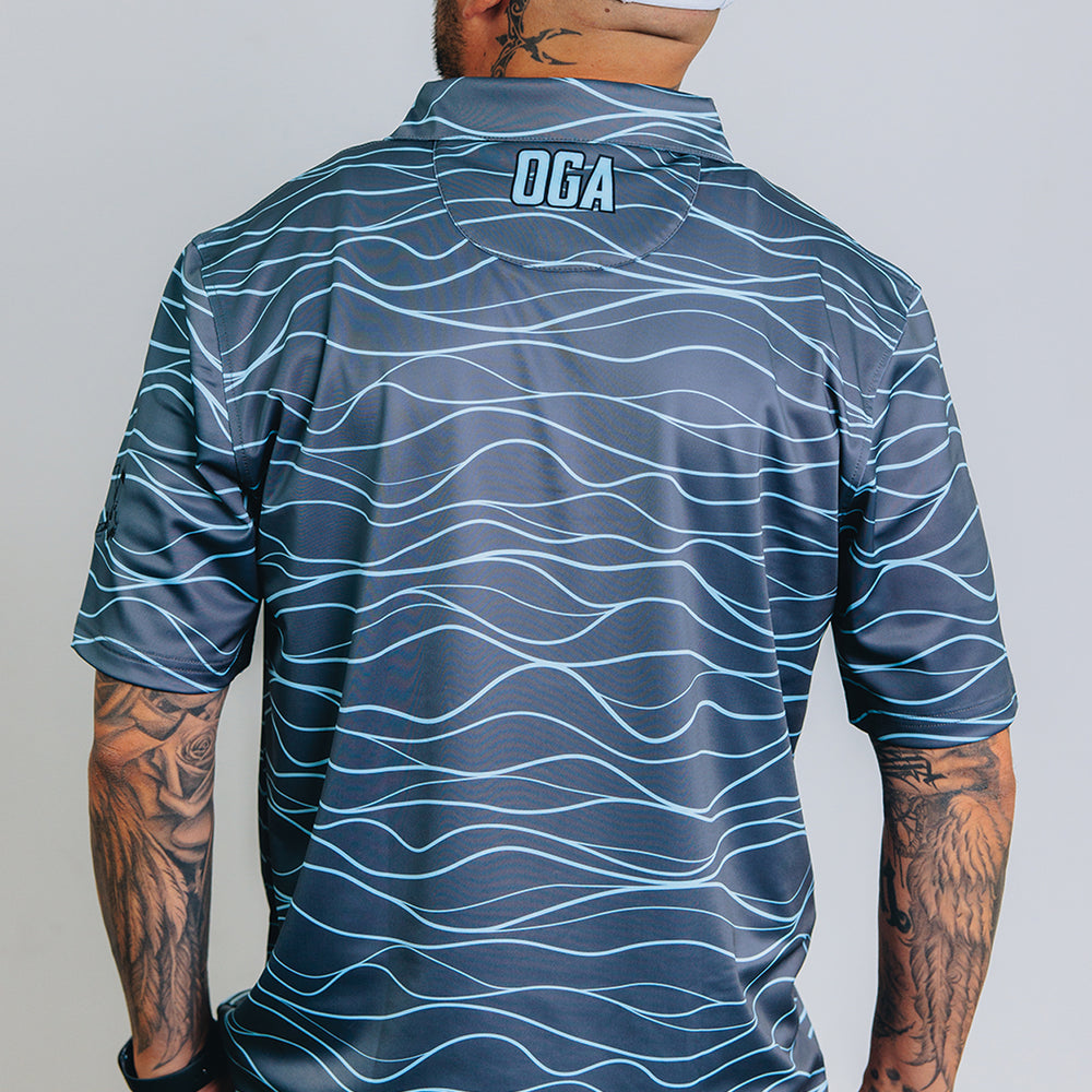 
                      
                        "Wavy" Tiger Shark Gray - OGA Men's Polo - Shark Gray / Sky Blue
                      
                    