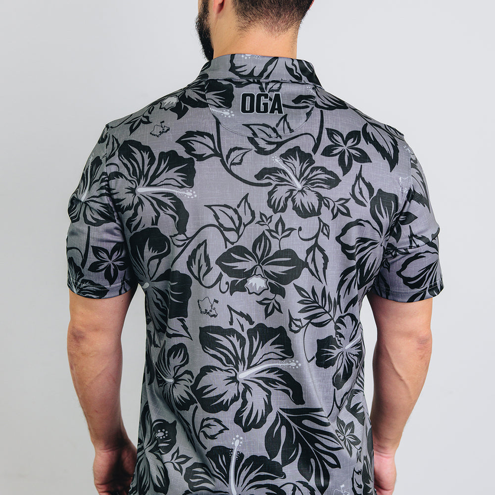 
                      
                        "Bloom" Black Smoke - OGA Men's Polo - Black Obsidian / Gray Smoke
                      
                    