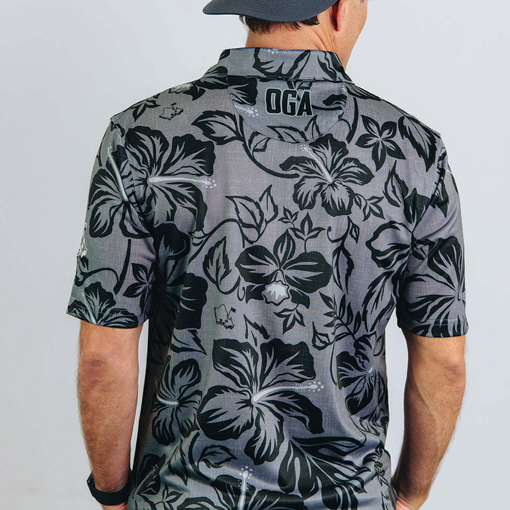 
                      
                        "Bloom" Black Smoke - OGA Men's Polo - Black Obsidian / Gray Smoke
                      
                    