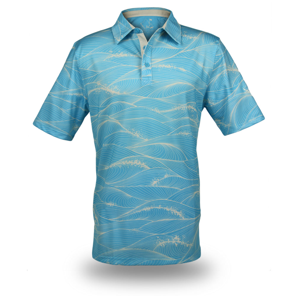 
                      
                        "Fluid" Aqua Foam - OGA Men's Polo - Aquamarine / Sea Foam White
                      
                    