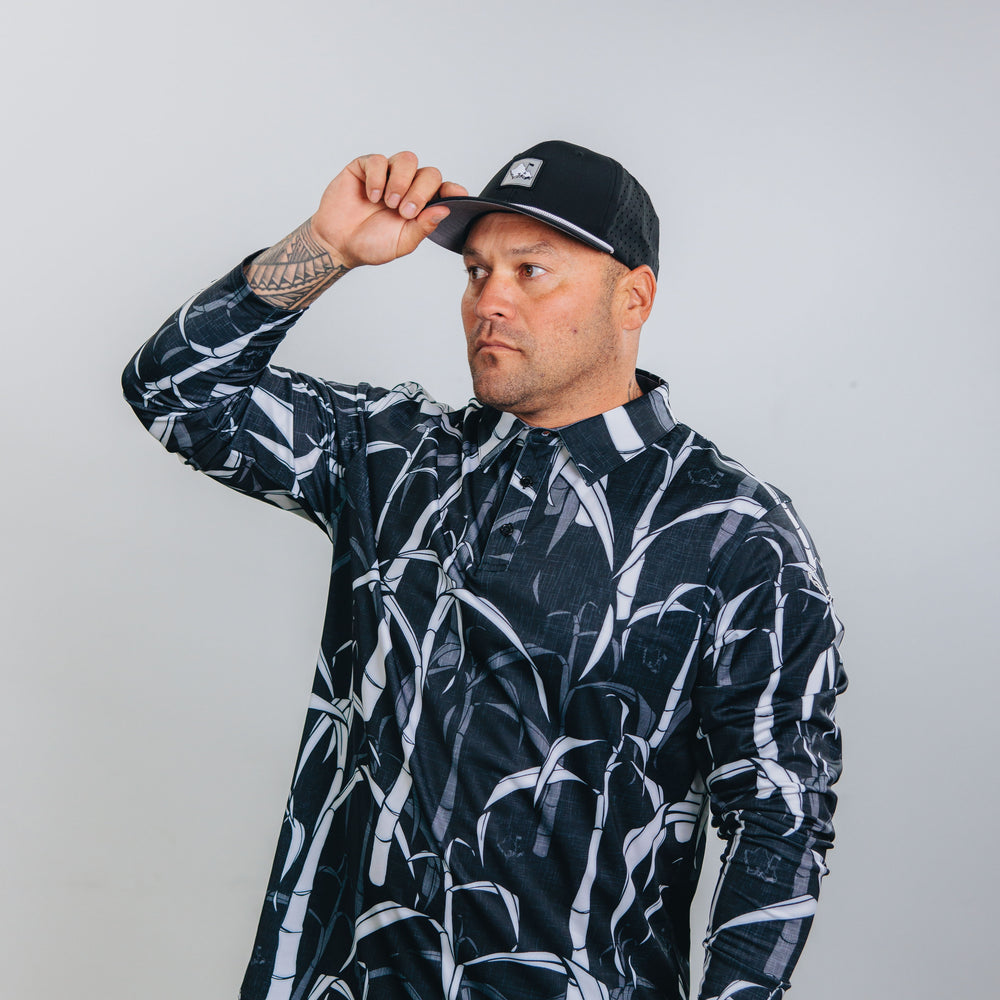 
                      
                        "Sugarcane" Onyx Fields - OGA Men's Long Sleeve Polo - Onyx
                      
                    