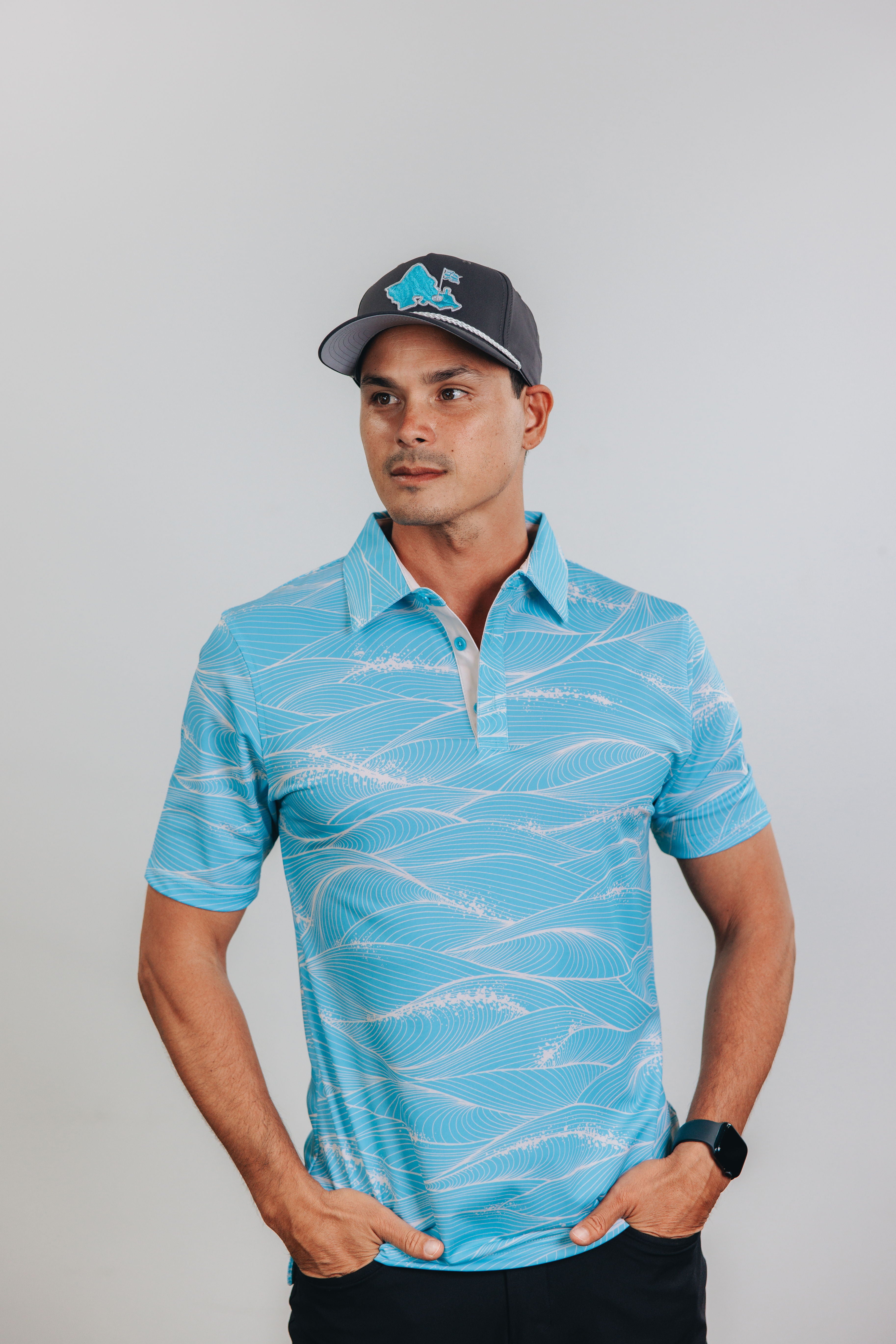 Mens aqua polo shirt best sale