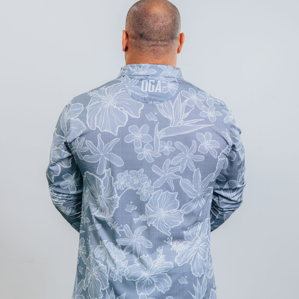 
                      
                        "Sketchy Floral" Downtown Gray - OGA Men's Long Sleeve Polo - Gray
                      
                    