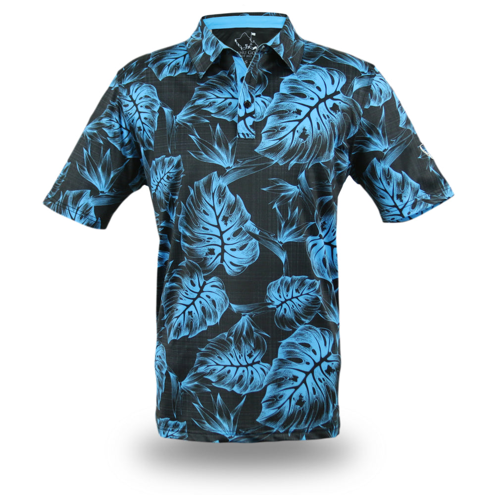 "Jungle" Electric Night - OGA Men's Polo - Electric Blue / Night Black