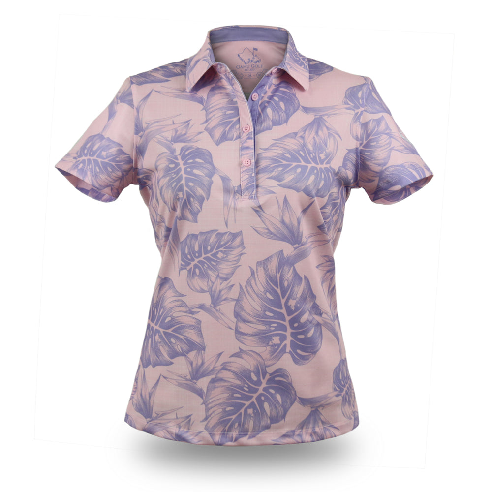 "Jungle" Sakura Pink and Poi - OGA Women's Polo - Pink / Purple