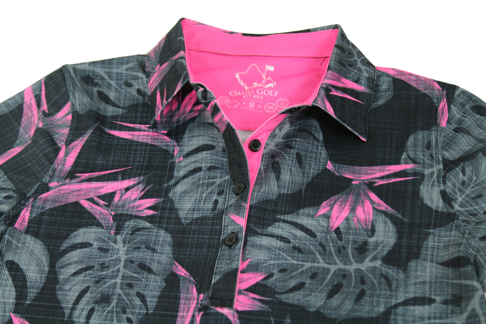 
                      
                        "Jungle Under Par" - OGA Women's Collared Polo - Black Pink
                      
                    