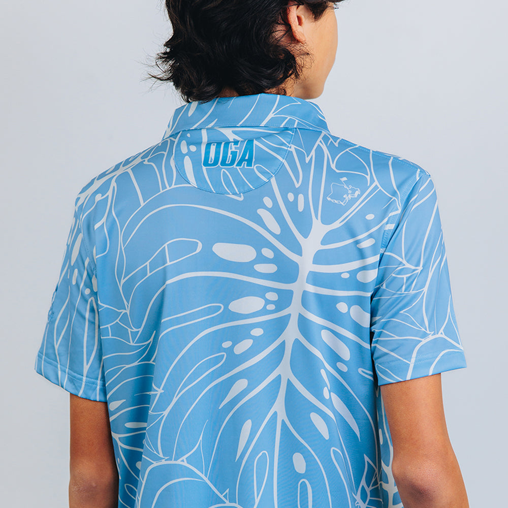 
                      
                        "Monstera 3.0" Blue Smoke - OGA Youth Polo - Blue Smoke / Off White
                      
                    